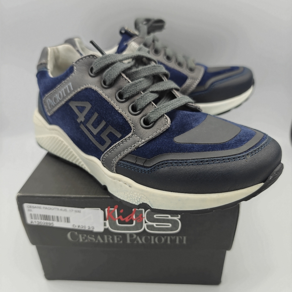 CESARE PACIOTTI 1.5 US 33EU Trainers Leather Suede Italy 4US Boys Navy Blue $175